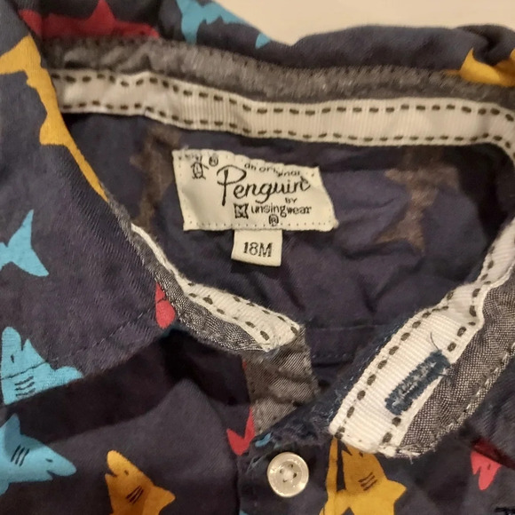 Original Penguin Baby Boy 2 Piece Shark Button Down Shirt & Pant Set in Size 18M - Picture 4 of 9